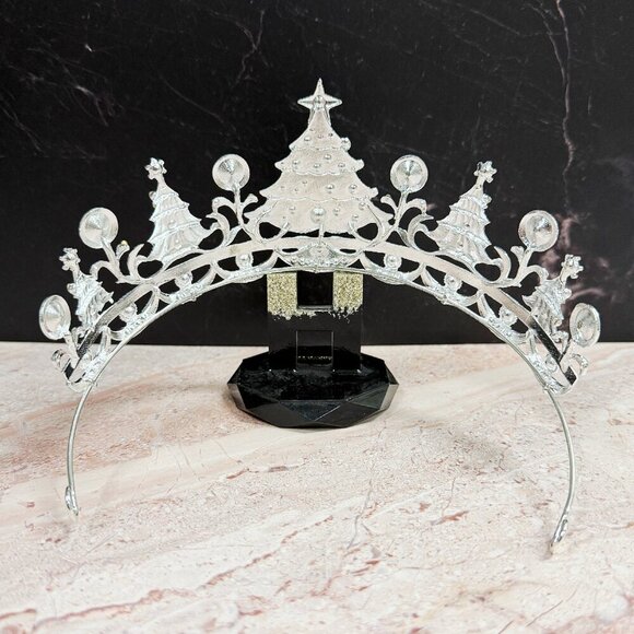 Christmas Tree headband, Christmas Tree crown, Silver Christmas Tiara, Xmas Gift - Picture 6 of 8